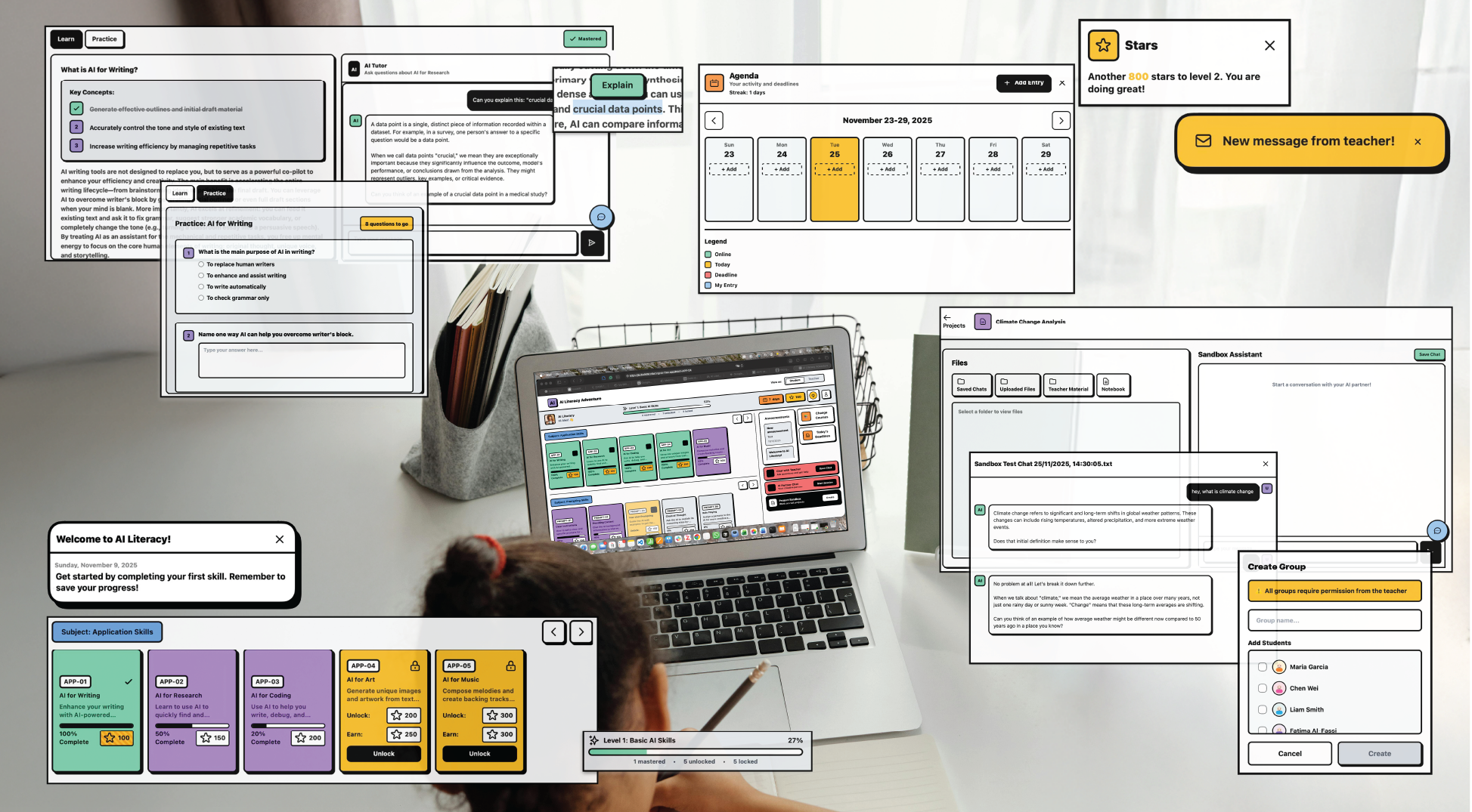 Teacher workflow and oversight interface for the human centred AI classroom study